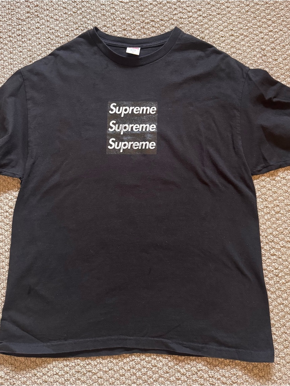 Supreme Black Triple-Stack Logo Tee